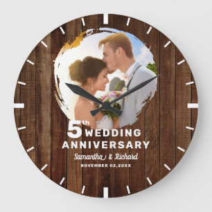 Rustikales Palettenholz 5. Hochzeitstag Foto Große Wanduhr