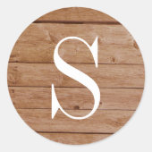 Rustikales Palettenholztextur Monogramm Runder Aufkleber (Vorderseite)