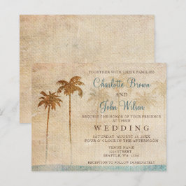 Rustikales Palm Trees Beach Einladung zur Hochzeit
