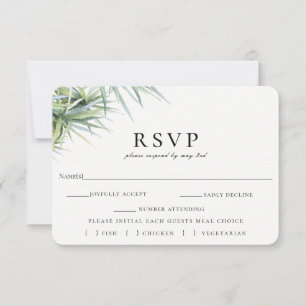 Rustikales Palmenblatt Hochzeit RSVP Wahlkarte Karte