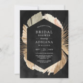 Rustikales Pampas getrocknetes Palmschwarzes Braut Einladung (Vorderseite)