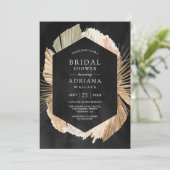 Rustikales Pampas getrocknetes Palmschwarzes Braut Einladung (Stehend Vorderseite)