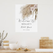 Rustikales Pampas Grass Brautparty Begrüßungszeich Poster (Küche)