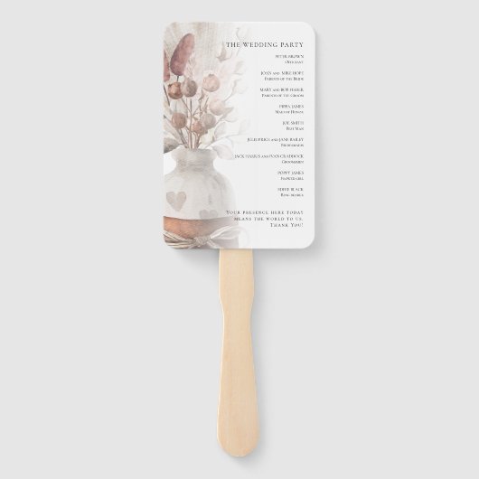 Rustikales Pampas Grass Overlay-Programm Fächer (Rückseite)