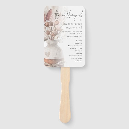 Rustikales Pampas Grass Overlay-Programm Fächer (Vorderseite)