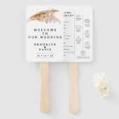 Rustikales Pampas Grass Piktogramme Hochzeitsprogr Fächer (Vorne und Hinten)