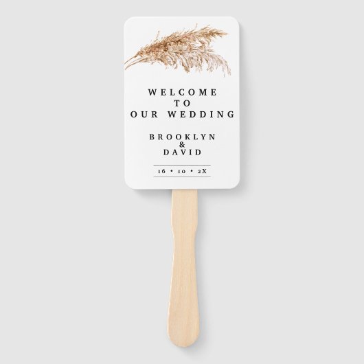 Rustikales Pampas Grass Piktogramme Hochzeitsprogr Fächer (Vorderseite)