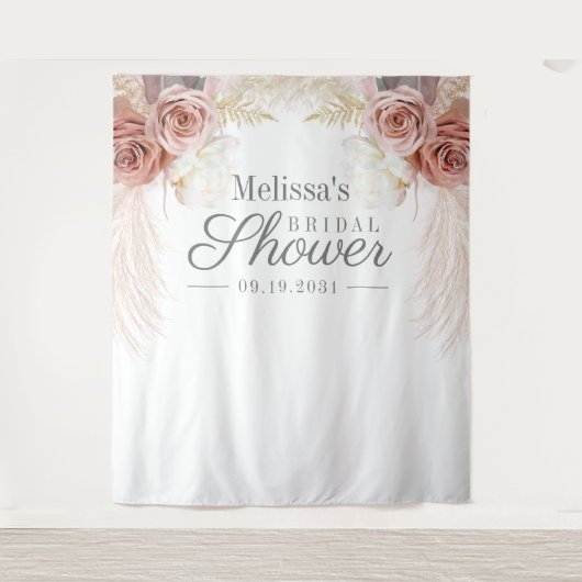 Rustikales Pampas Grass Tan Brautparty Wandteppich (Vorderseite)