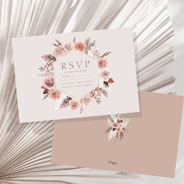 Rustikales Pampas Grass Wreath Wedding RSVP Karte