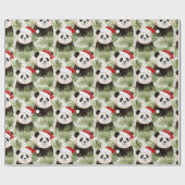Rustikales Panda Santa Winter Ferienmuster Geschenkpapier (Flach)