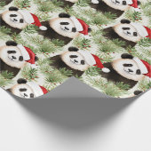 Rustikales Panda Santa Winter Ferienmuster Geschenkpapier (Ecke)