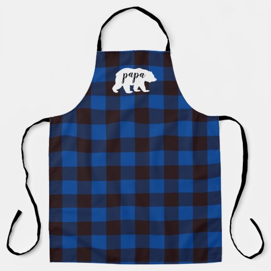 Rustikales Papa Bear Blue & Black Kariert Schürze (Vorderseite)