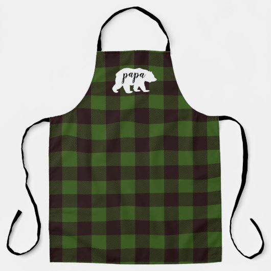 Rustikales Papa Bear Green & Black Kariert Schürze (Vorderseite)