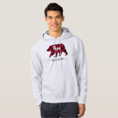 Rustikales Papaybear Red Buffalo Kariert Monogramm Hoodie (Vorne ganz)