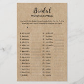 Rustikales Paper Brautparty Word Scramble Game (Vorderseite)