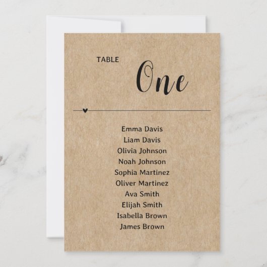 Rustikales Papier-Hochzeitstabelle (Rückseite)