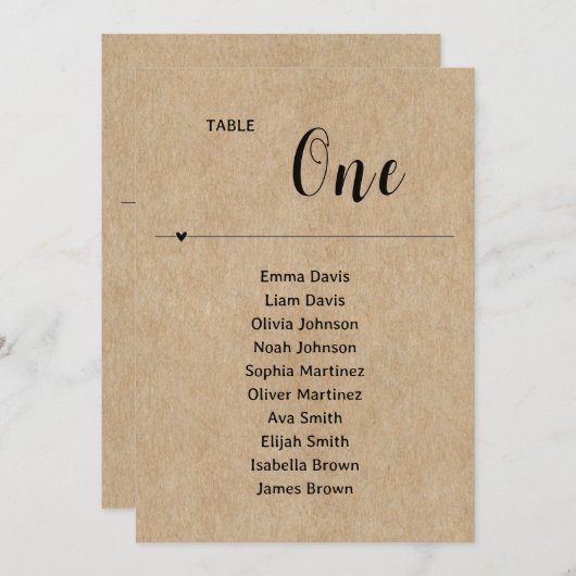 Rustikales Papier-Hochzeitstabelle (Vorne/Hinten)