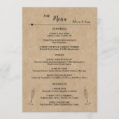 Rustikales Papier-Hochzeittisch-Flachmenü-Karte Menükarte (Vorderseite)