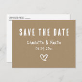 Rustikales Papier mit Kraft Save the Date Postkarte (Vorne/Hinten)
