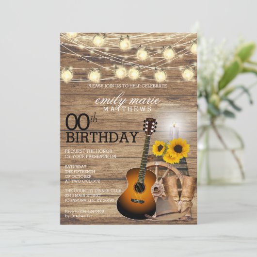 Rustikales Party - 10. Geburtstag Einladung (Stehend Vorderseite)