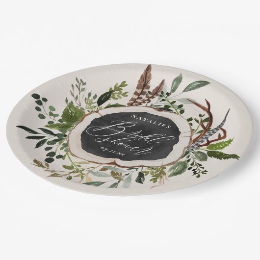 Rustikales Party aus Brautparty Pappteller (Schrägansicht)