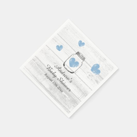 Rustikales Party aus Holzmason Junge Babydusche Serviette (Ecke)