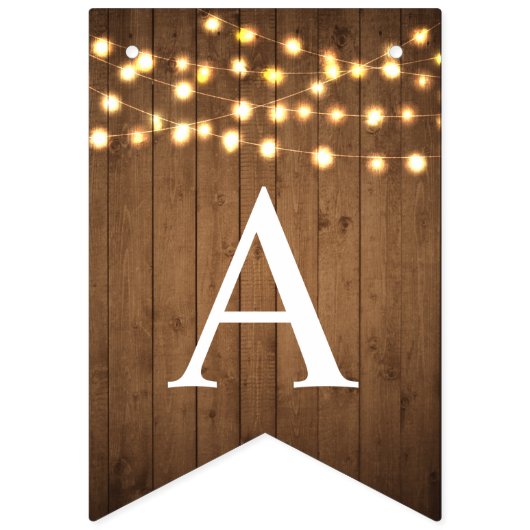 Rustikales Party beleuchtet Imitat-Holz-Feier Wimpelkette (Zweite Fahne)