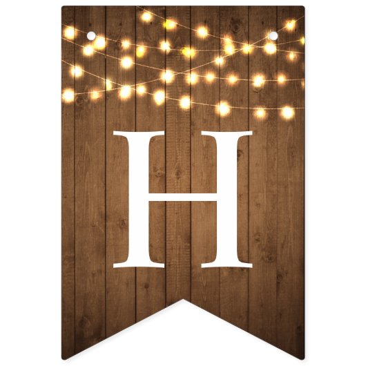 Rustikales Party beleuchtet Imitat-Holz-Feier Wimpelkette (Erste Fahne)