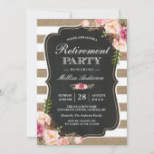 Rustikales Party | Floral Burlap Streifen Einladung (Vorderseite)