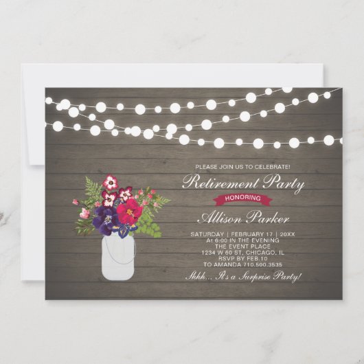 Rustikales Party für den Holzfall Einladung (Vorderseite)