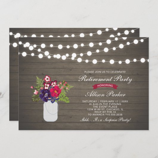 Rustikales Party für den Holzfall Einladung (Vorne/Hinten)