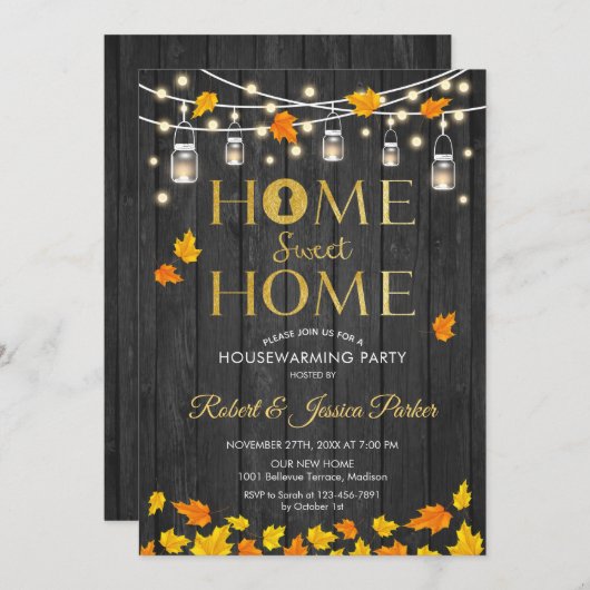 Rustikales Party für die Haushaltserwärmung - Herb Einladung (Vorne/Hinten)