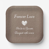 Rustikales Party für Hochzeiten auf Burlbeinen Pappteller (Vorderseite)