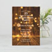 Rustikales Party für Holz und Leuchten Einladung (Stehend Vorderseite)