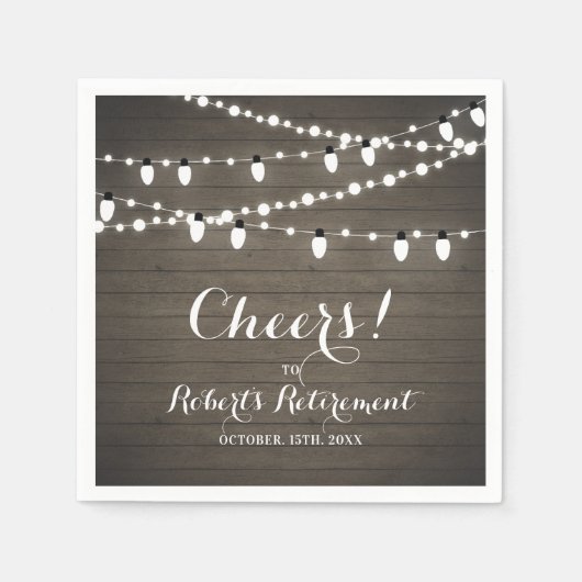 Rustikales Party für Holz und Streichlichtbeleucht Serviette (Vorderseite)