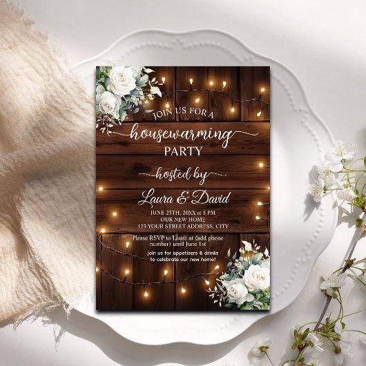 Rustikales Party für Holzschachtelleuchten Einladung