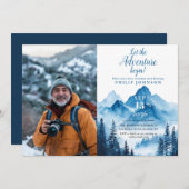 Rustikales Party für Wasserfarben-Rente Foto Einladung (Vorne/Hinten)