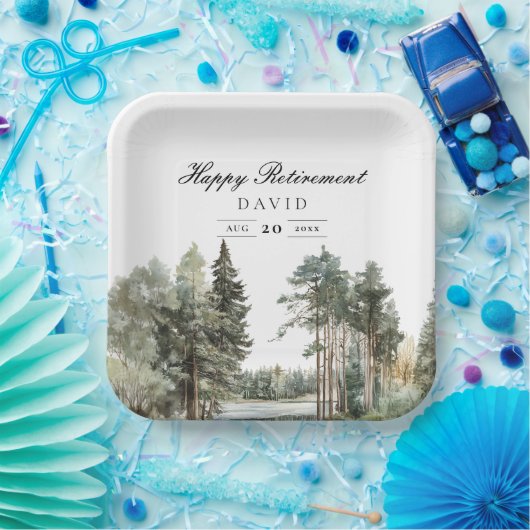 Rustikales Party für Wasserfarbenwälder Pappteller (Party)