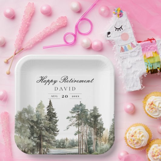 Rustikales Party für Wasserfarbenwälder Pappteller (Party)