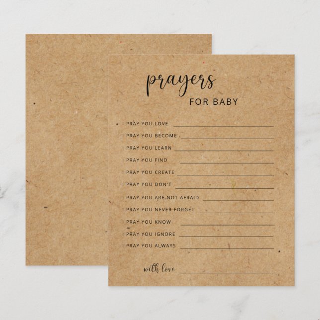 Rustikales Party | Gebete für Baby (Vorne/Hinten)