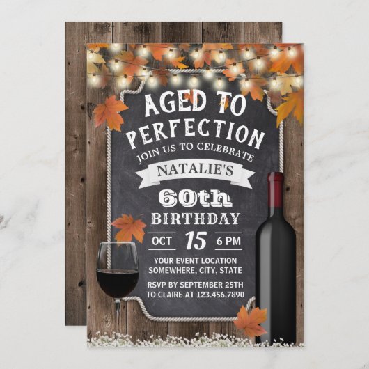 Rustikales Party Herbst 60. Geburtstag Einladung (Vorne/Hinten)