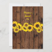 Rustikales Party-hölzerne Sonnenblume des Einladung (Rückseite)