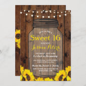 Rustikales Party-hölzerne Sonnenblume des Einladung (Vorne/Hinten)