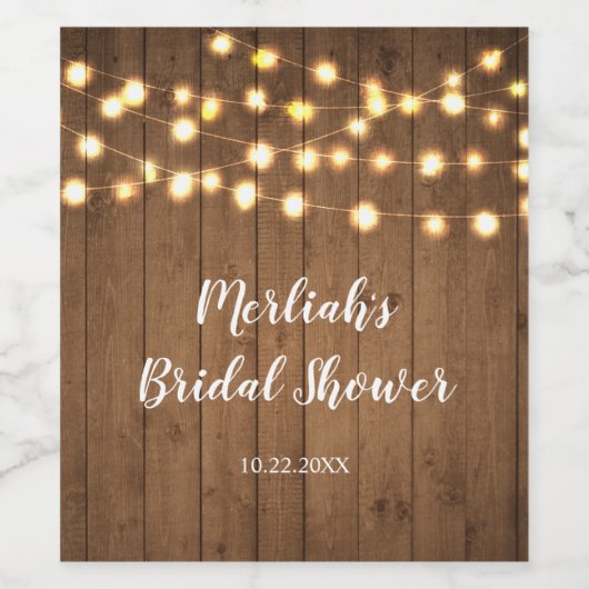 Rustikales Party Lights Imitate Wood Celebration Weinetikett (Einzelnes Label)