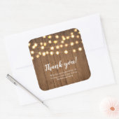 Rustikales Party Lights Imitats Wood Vielen Dank Quadratischer Aufkleber (Umschlag)