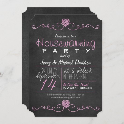 Rustikales Party mit rosa und weißem Kopfbrett Einladung (Vorne/Hinten)