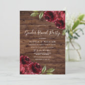 Rustikales Party von Burgund Roten Blume Einladung (Stehend Vorderseite)