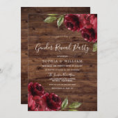 Rustikales Party von Burgund Roten Blume Einladung (Vorne/Hinten)