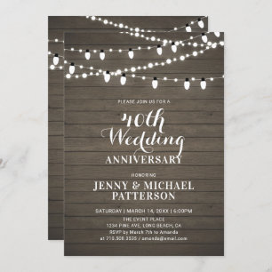 Rustikales Party zum Hochzeitstag Einladung