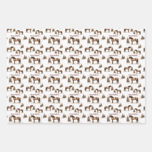Rustikales Paso Fino Pferd Frohe Weihnachten Winte Geschenkpapier Set (Vorderseite 2)